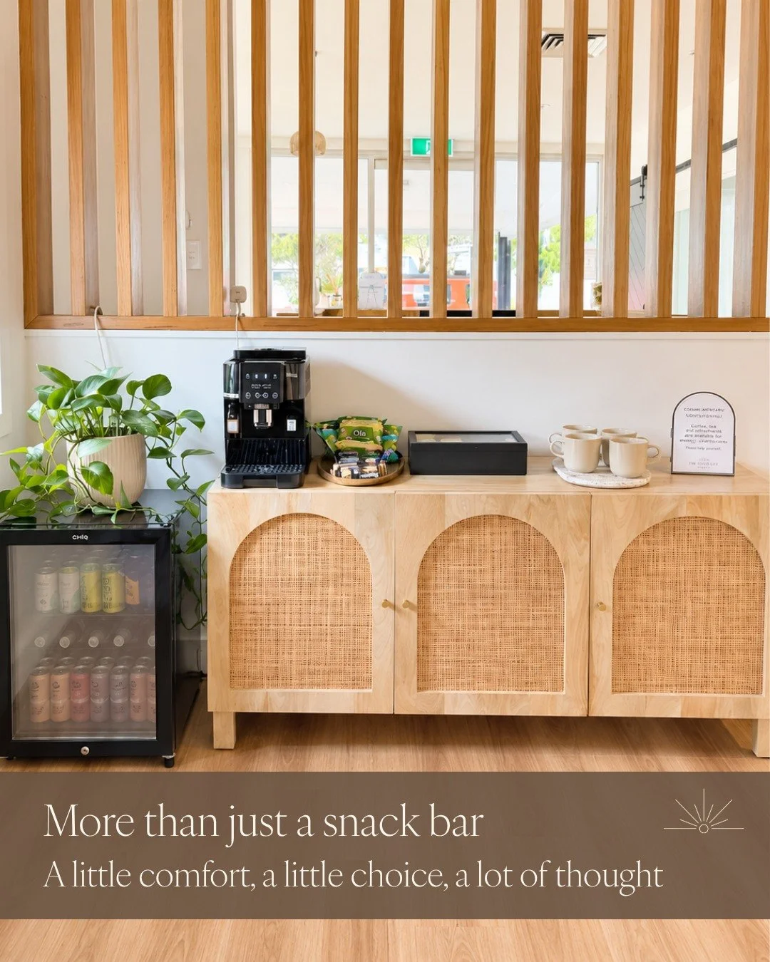 Did you know our snack station has a little more thought behind it than you might expect?

Our snack station is about more than simply having something to eat or drink before your appointment.

From sweet to salty, soft to crunchy, we've intentionall