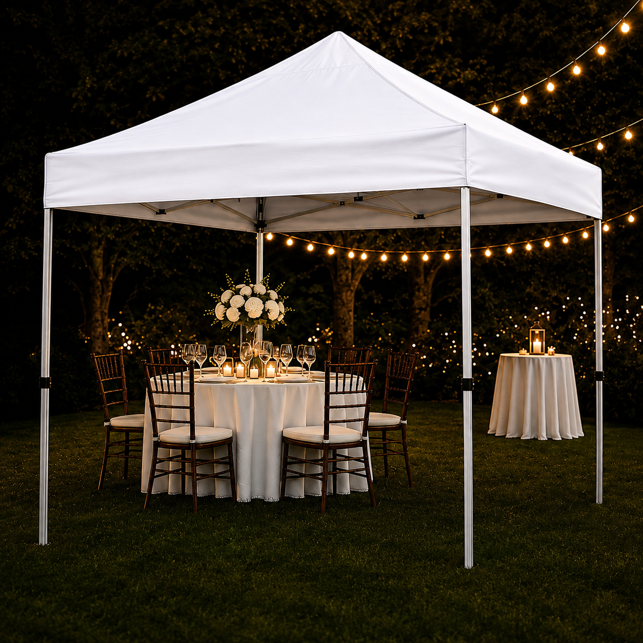 White 10x10 canopy tent rental for weddings and outdoor events in East Texas