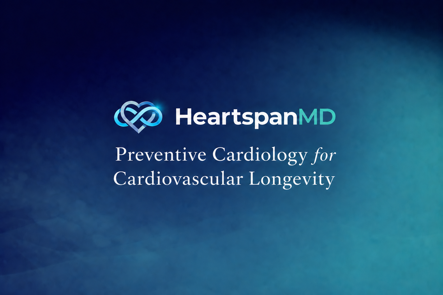 Logo of HeartspanMD with a heart-shaped infinity symbol and the tagline 'Preventive Cardiology for Cardiovascular Longevity' against a gradient blue background.