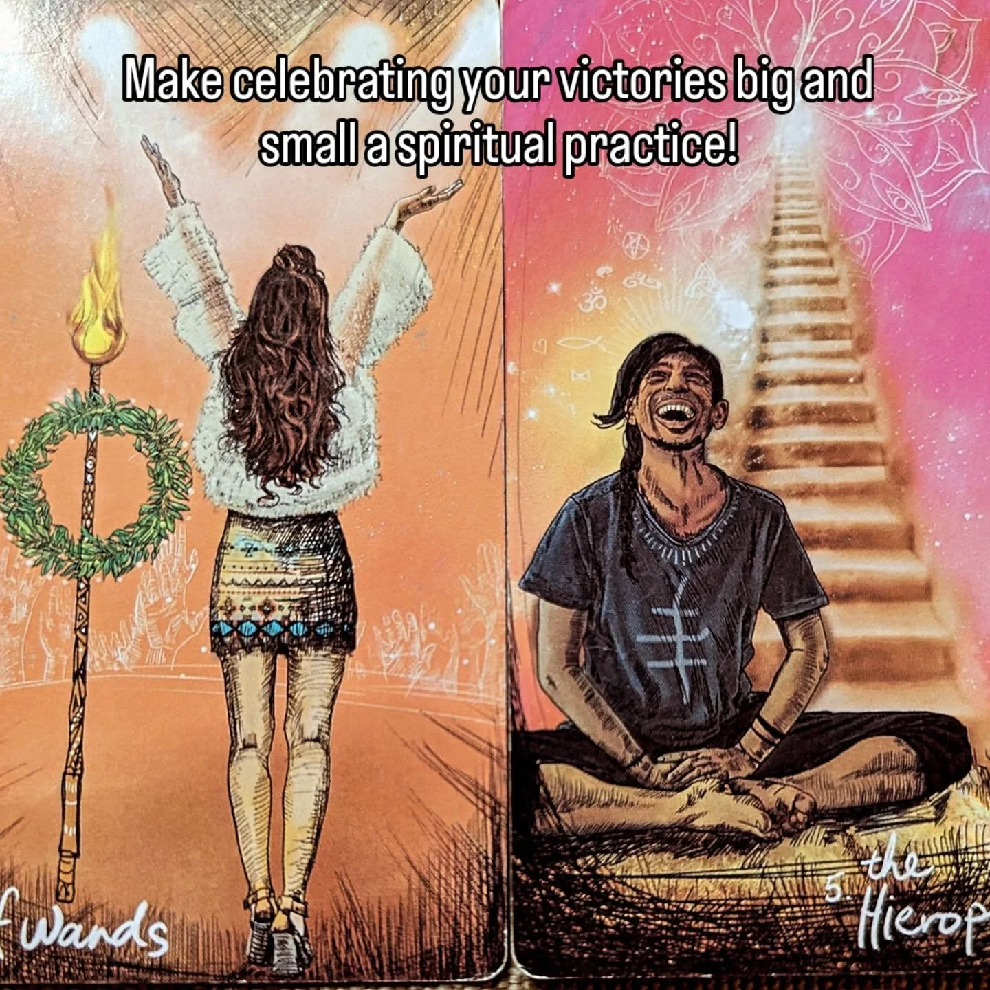 Today's spiritual practice is to celebrate all your victories big and small. Yes waking up counts. Sometimes we get so busy moving forward we forget to have gratitude for how far we have come. So today look at your life and path with gratitude. Don't