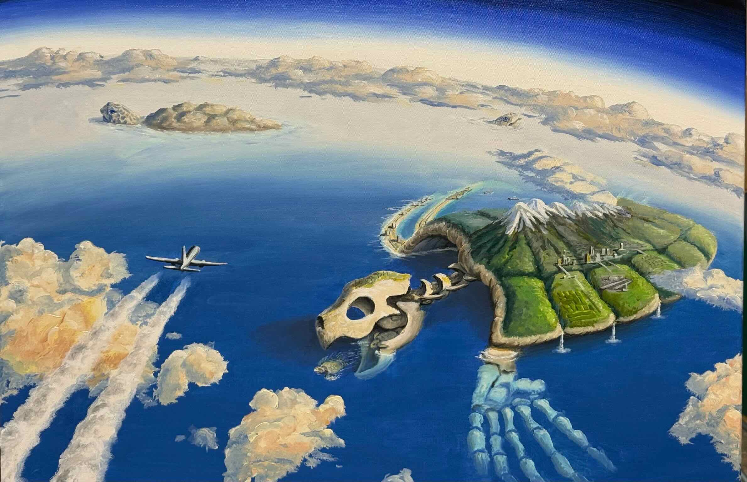 "Dream Turtles" 2025, Oil on Canvas, 2 x 3 feet