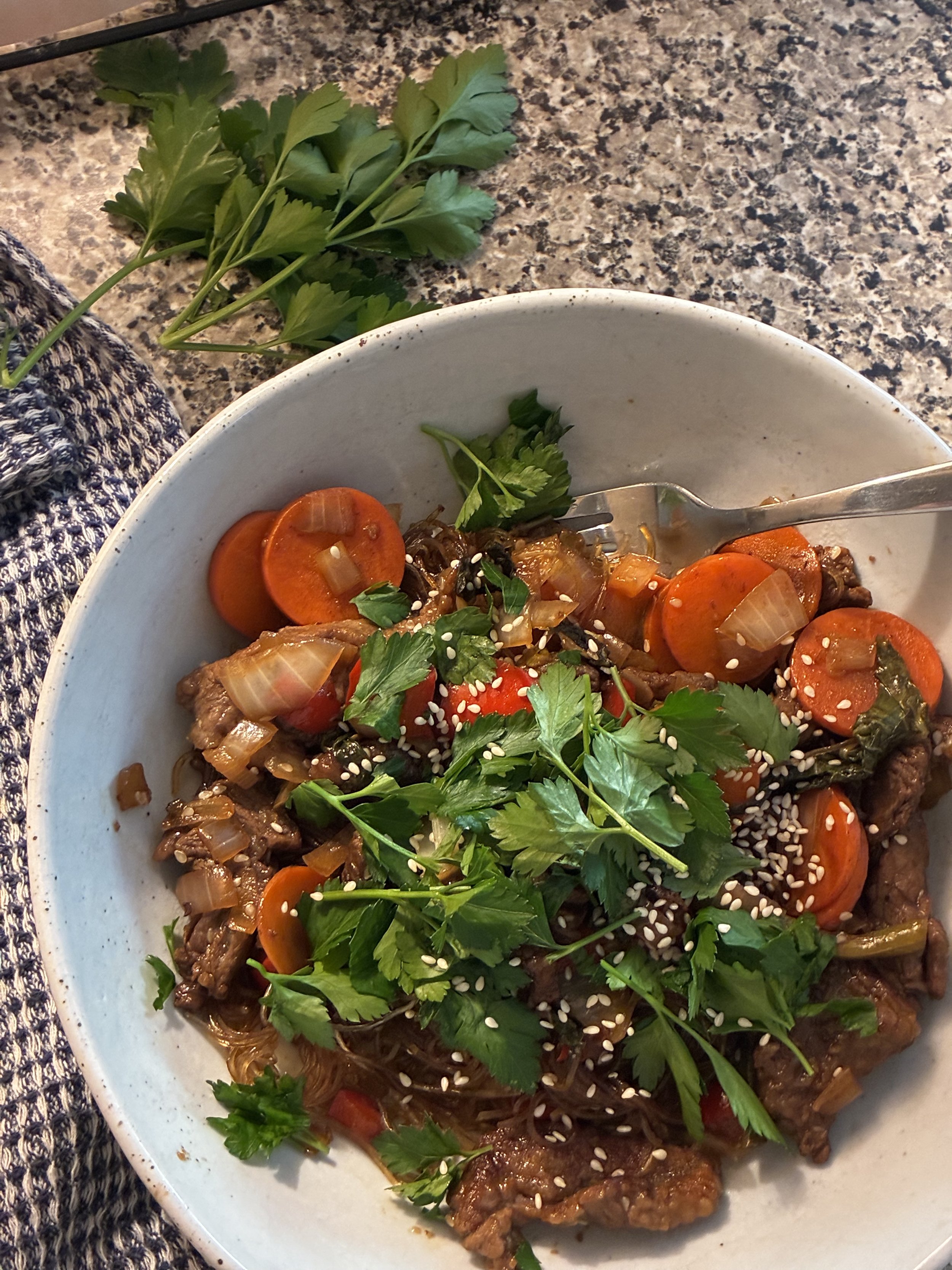 Honey Lime Beef &amp; Veggie Vermicelli Stir Fry 