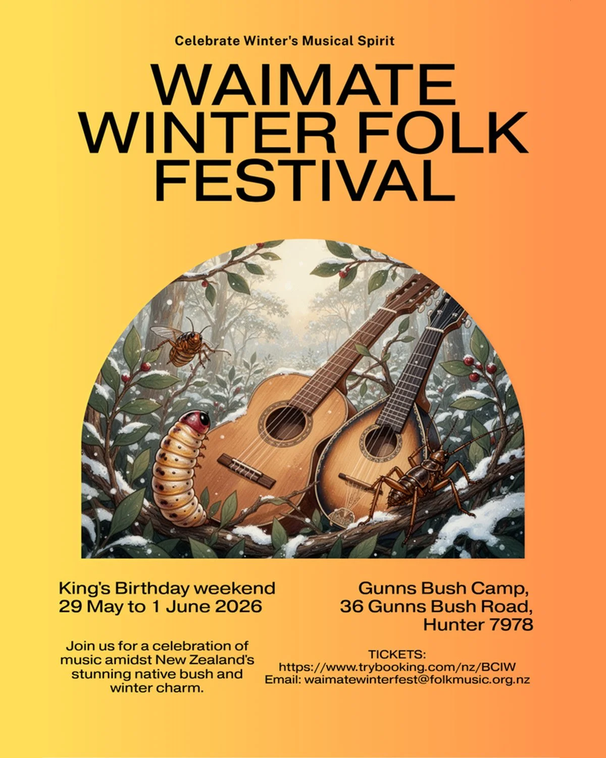 Got plans for the long weekend?

The Waimate Winter Folk Festival is back.

This year&rsquo;s theme is &ldquo;A New World Somewhere&rdquo; - expect everything from hippies and explorers to space travel, fantasy worlds and utopian dress-ups for the Su