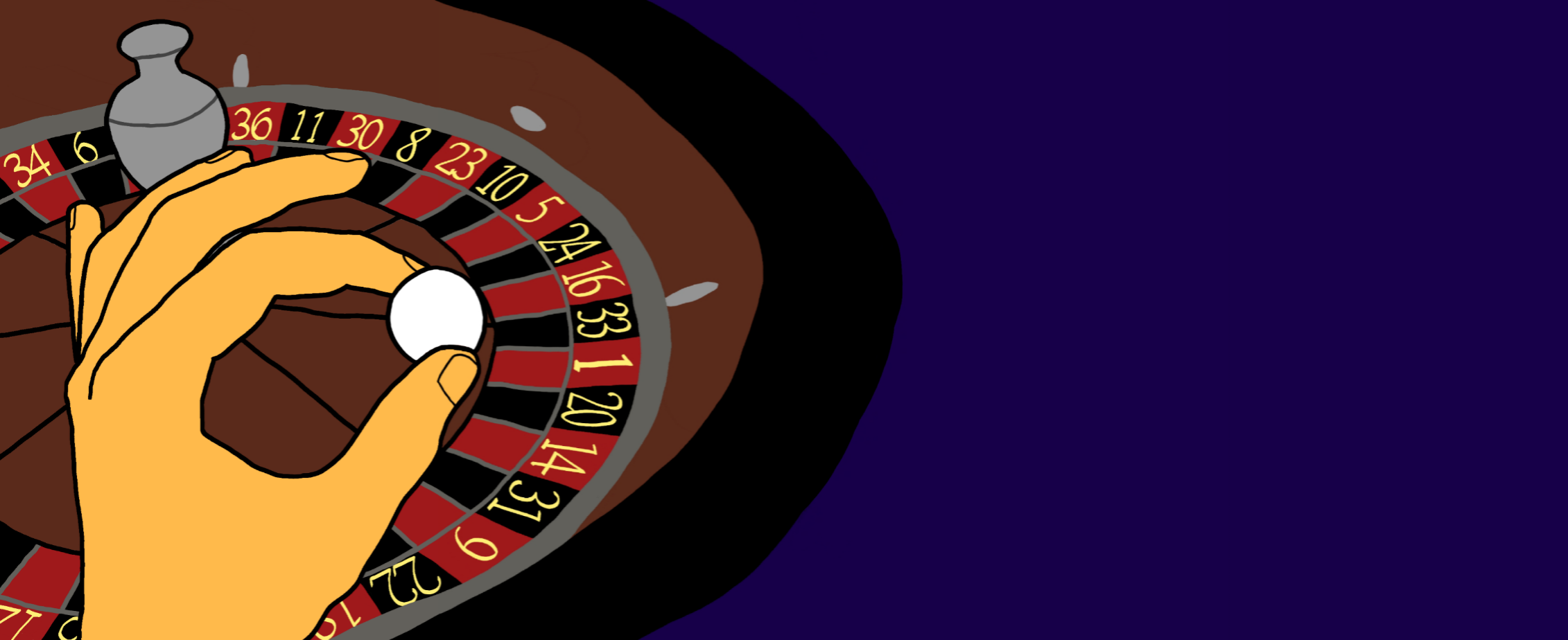 Banner containing illustration of a yellow hand holding a ball above a roulette table, along with the text "What is the "Martingale Strategy"?".