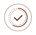 Digital countdown timer display with a check mark in the center