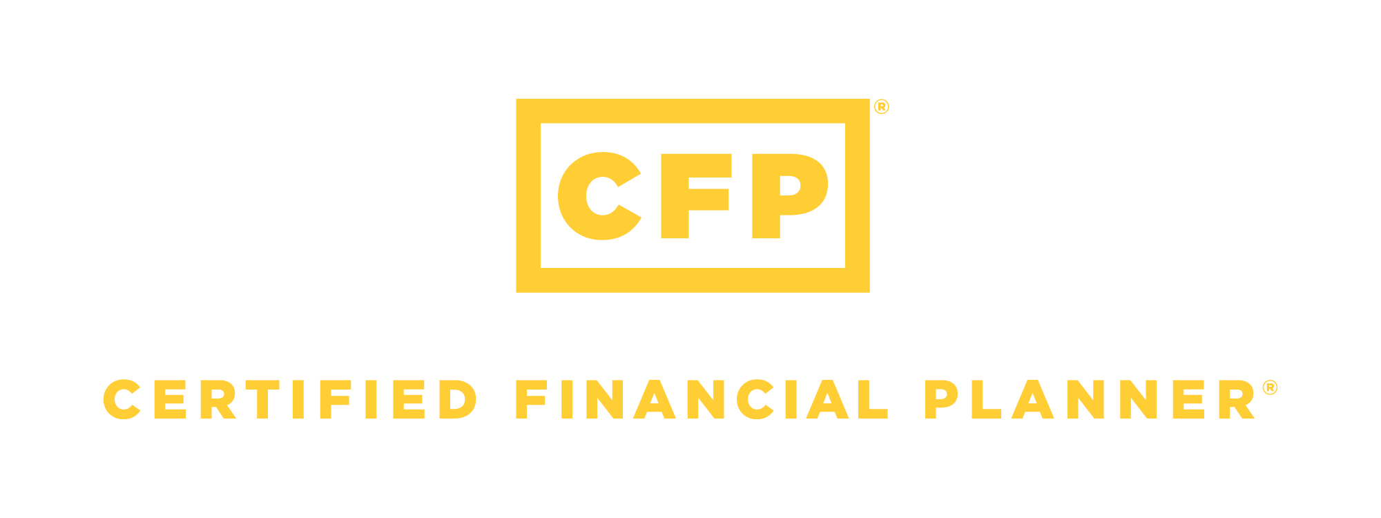 CFP logo with the text 'Certified Financial Planner' in yellow on a black background.