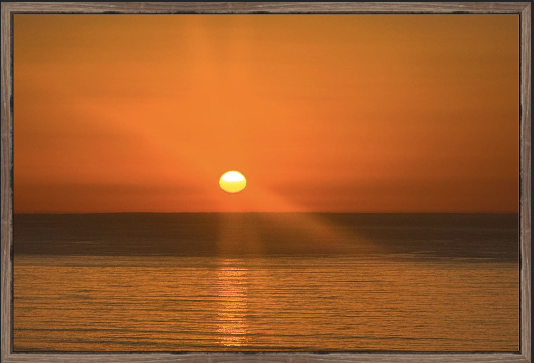 Sun Final Pause 24 x 36 inches Metal + Natural Barnwood Slim Float Frame