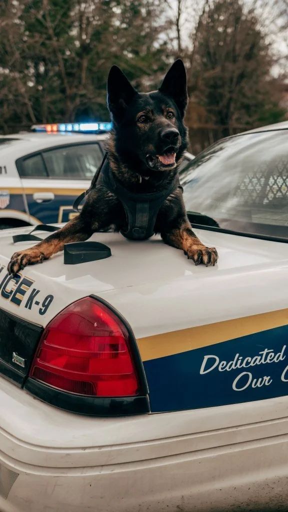 Coffee So Good K9 on trunk of police car
