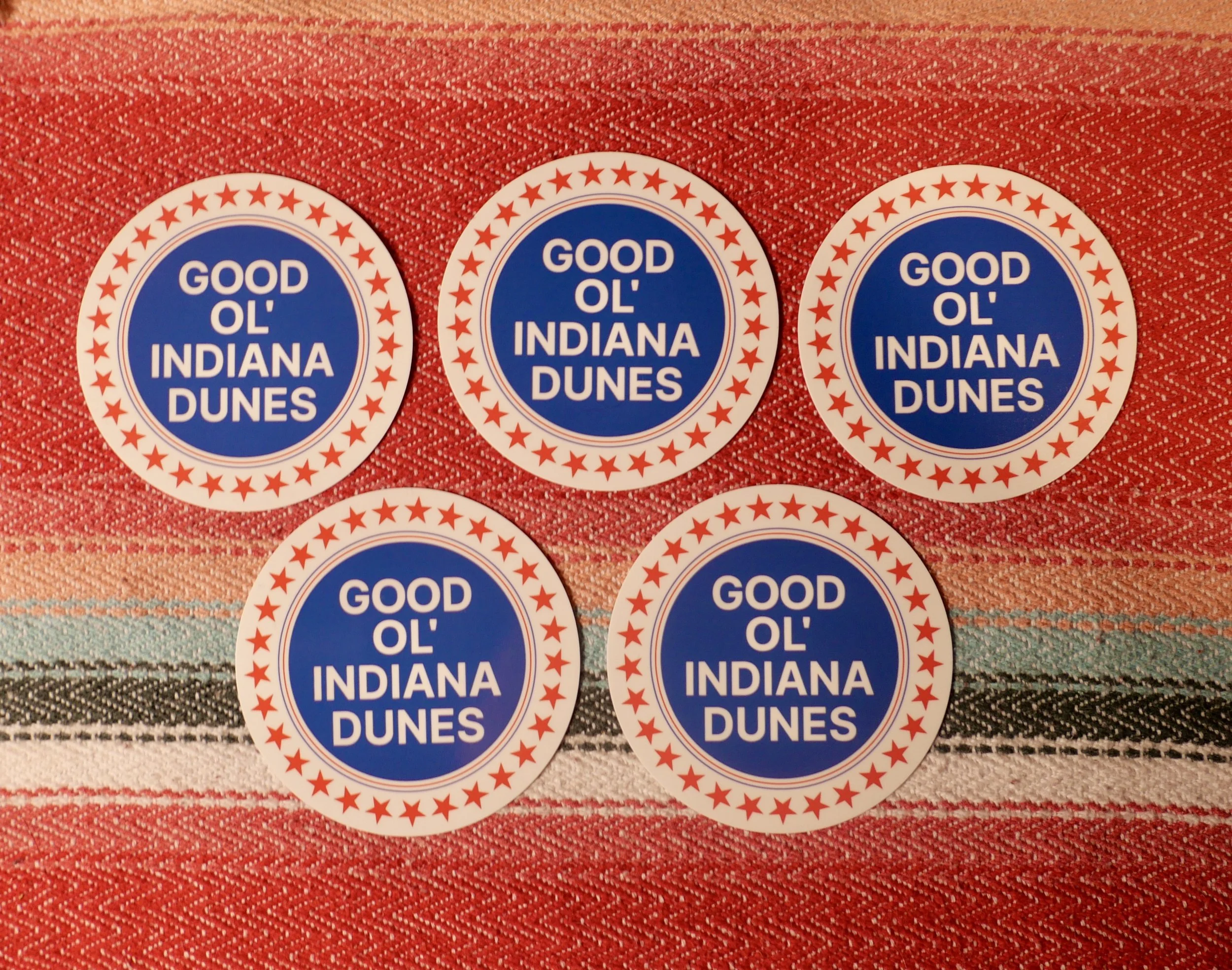 5 PACK - 4" Good Ol' Indiana Dunes Stickers