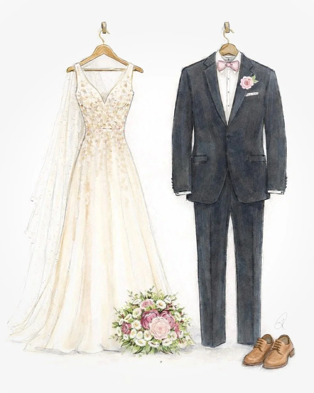 Custom Wedding attire Illustration
