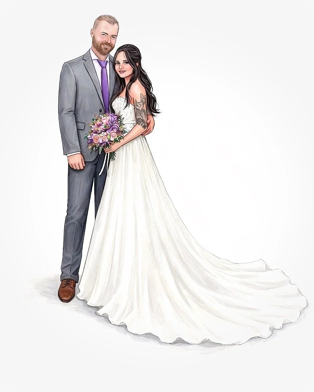 Custom wedding couple illustration.