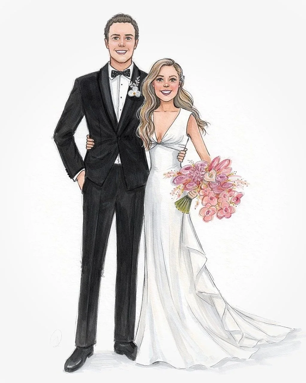 Custom wedding couple illustration.