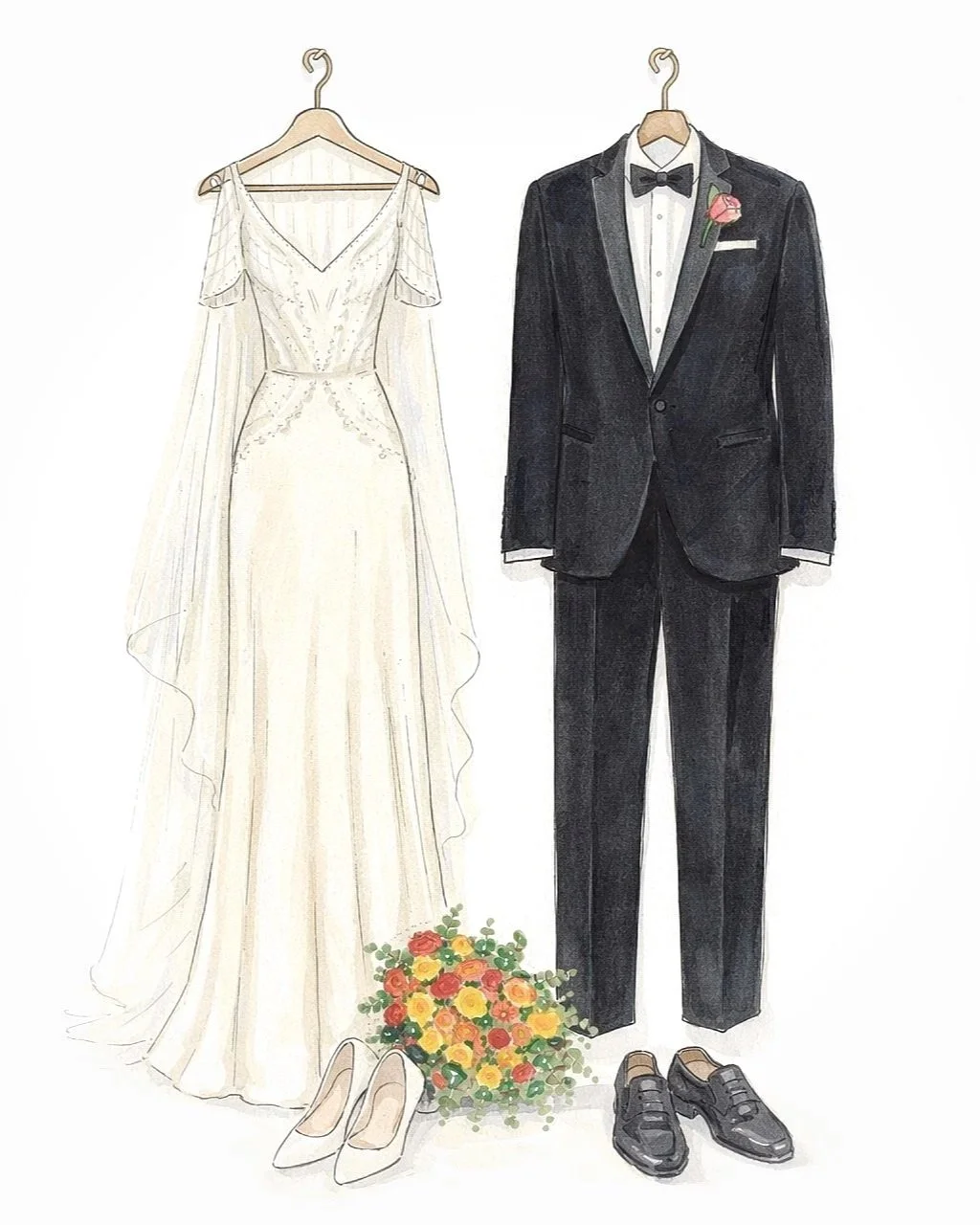 Custom Wedding Attire Illustration