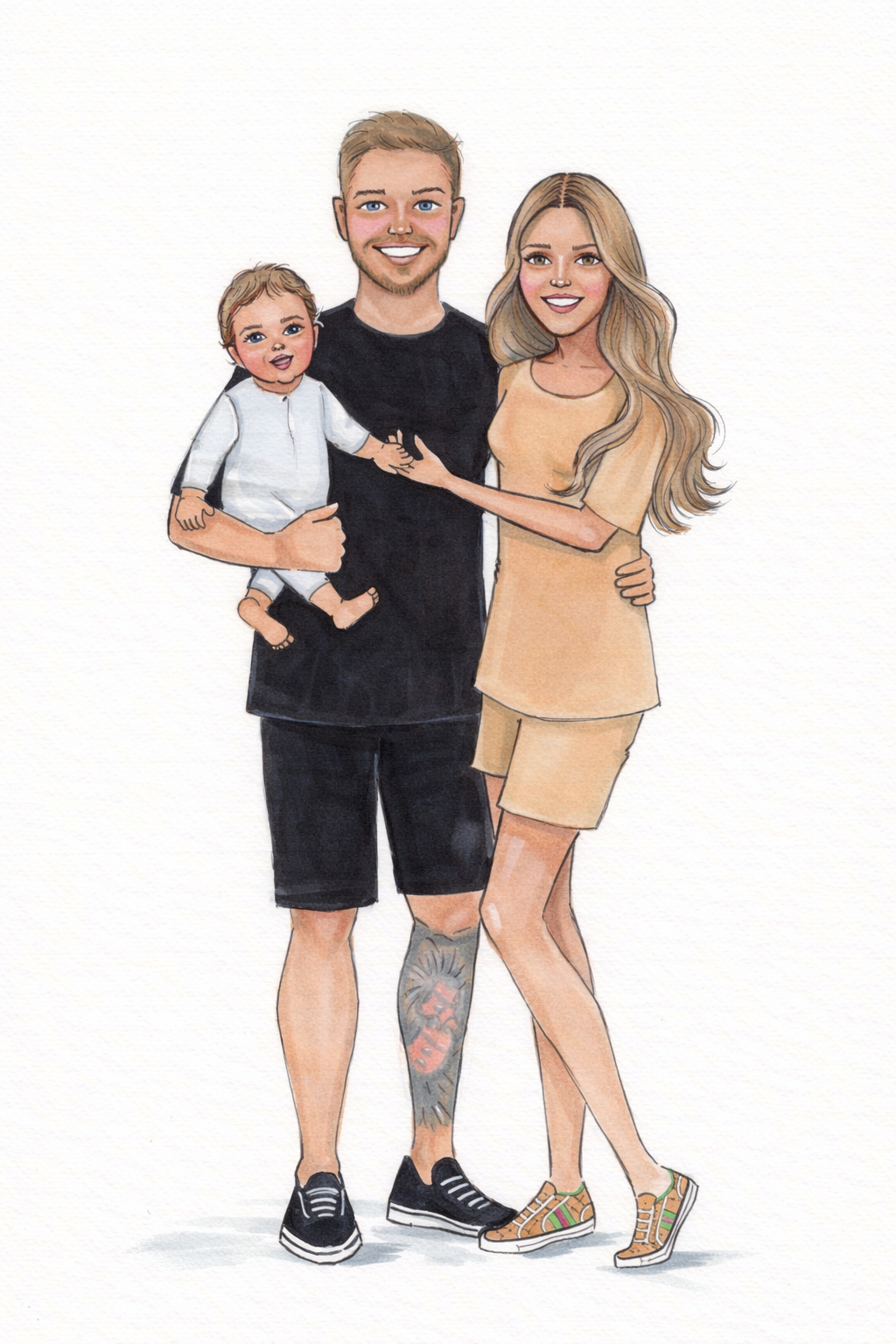 custom illustration 2 people - add on 1 infant