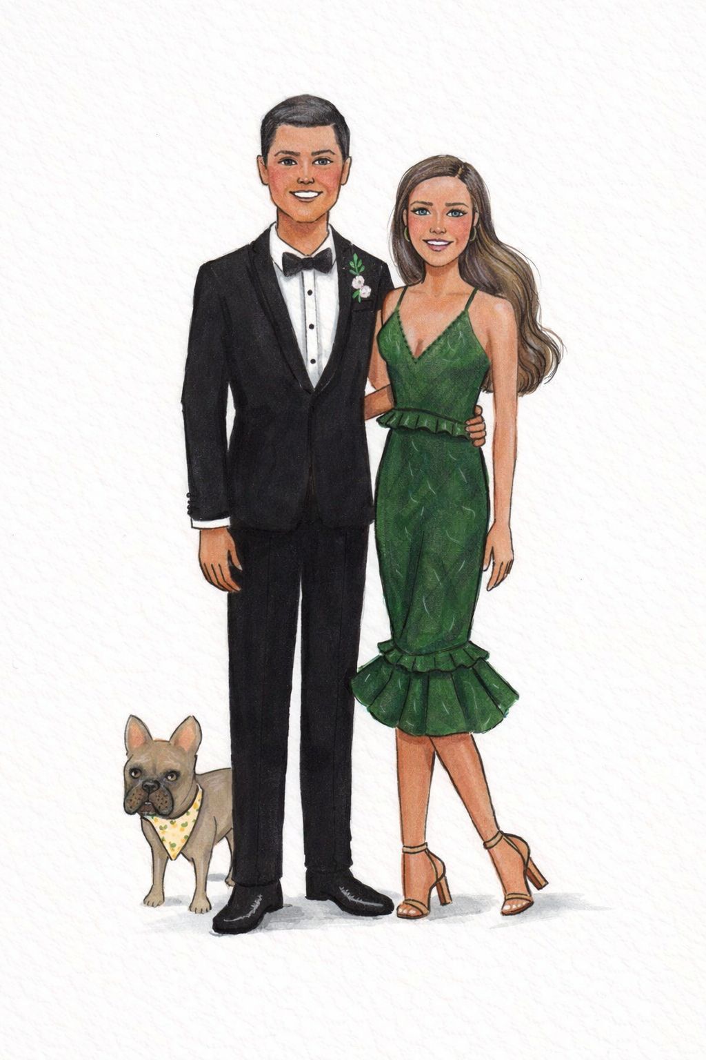 Custom illustration 2 people - add on 1 pet
