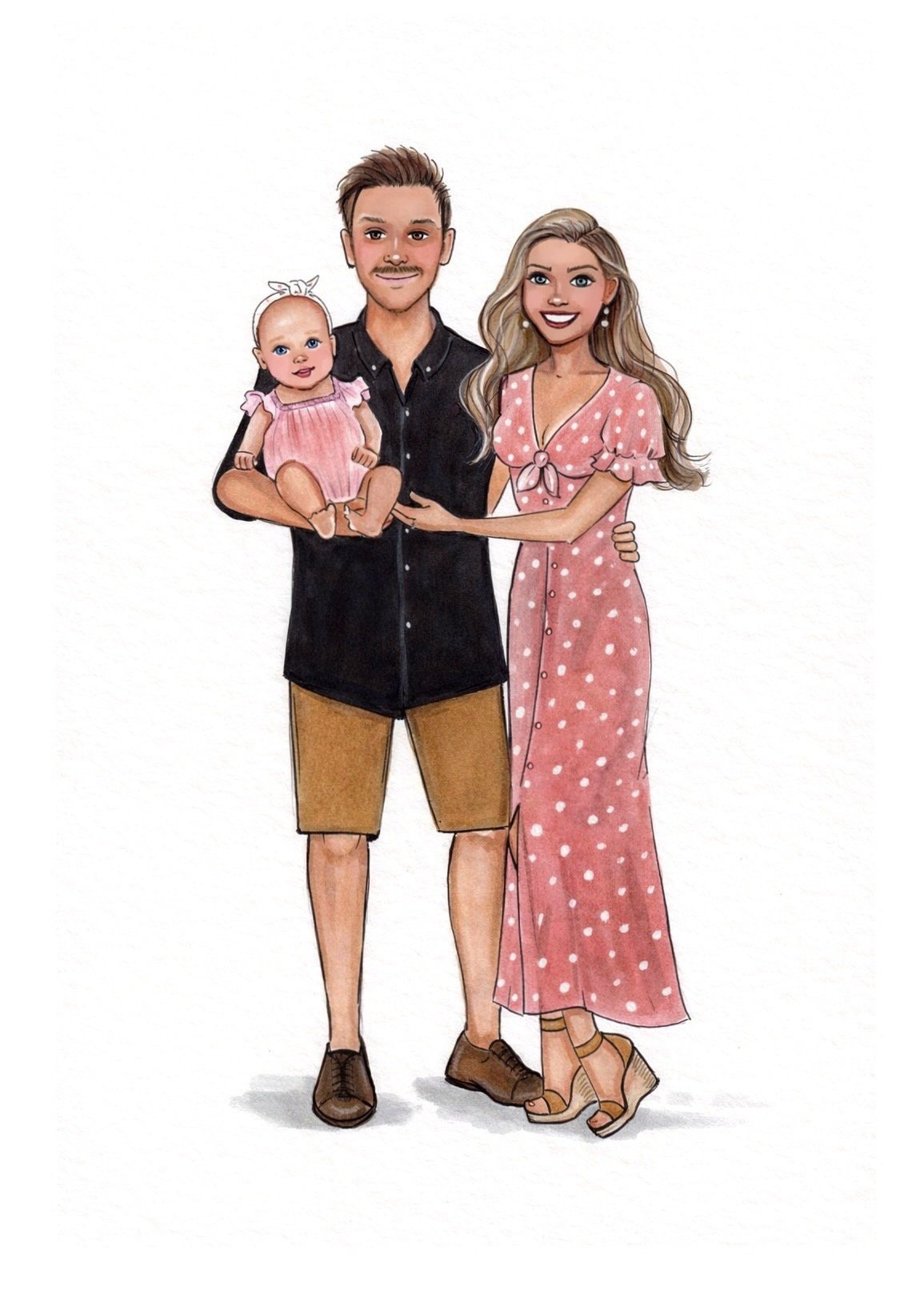 custom illustration 2 people - add on 1 infant