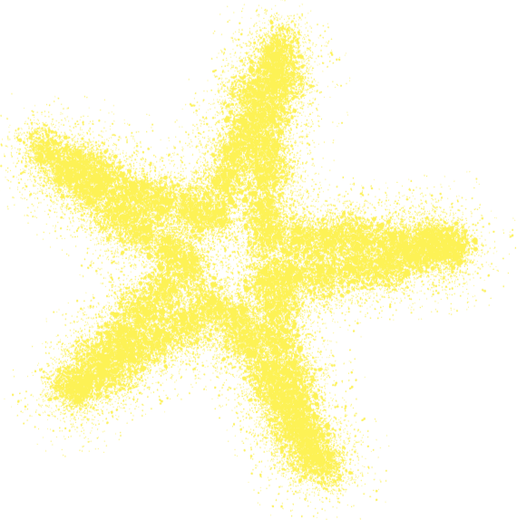 Yellow starfish with five arms on a black background.