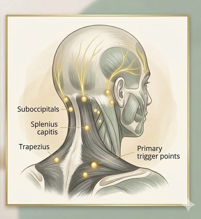 Trigger point injection sites with anatomic location