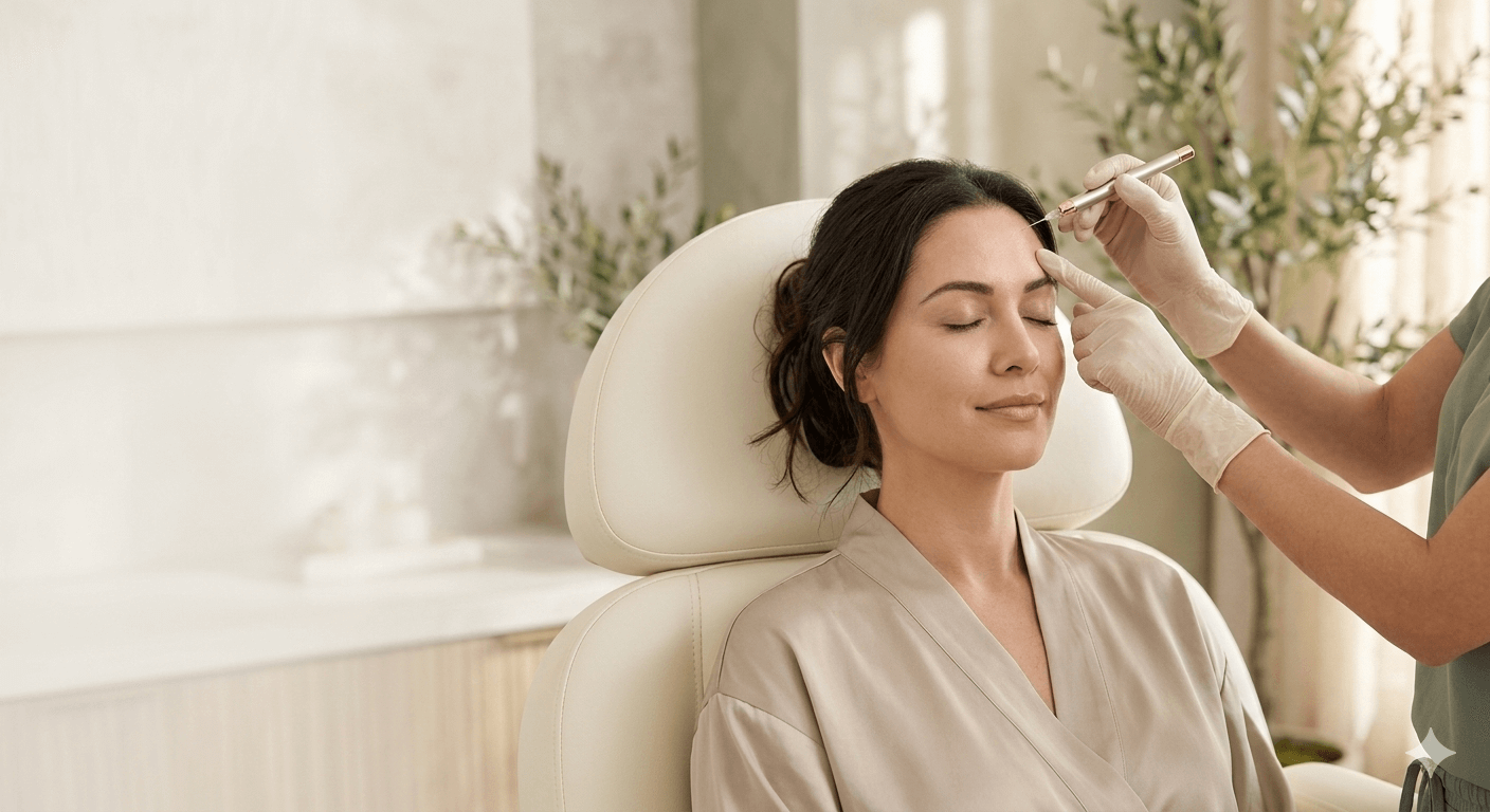 A woman receives Botox for migraine