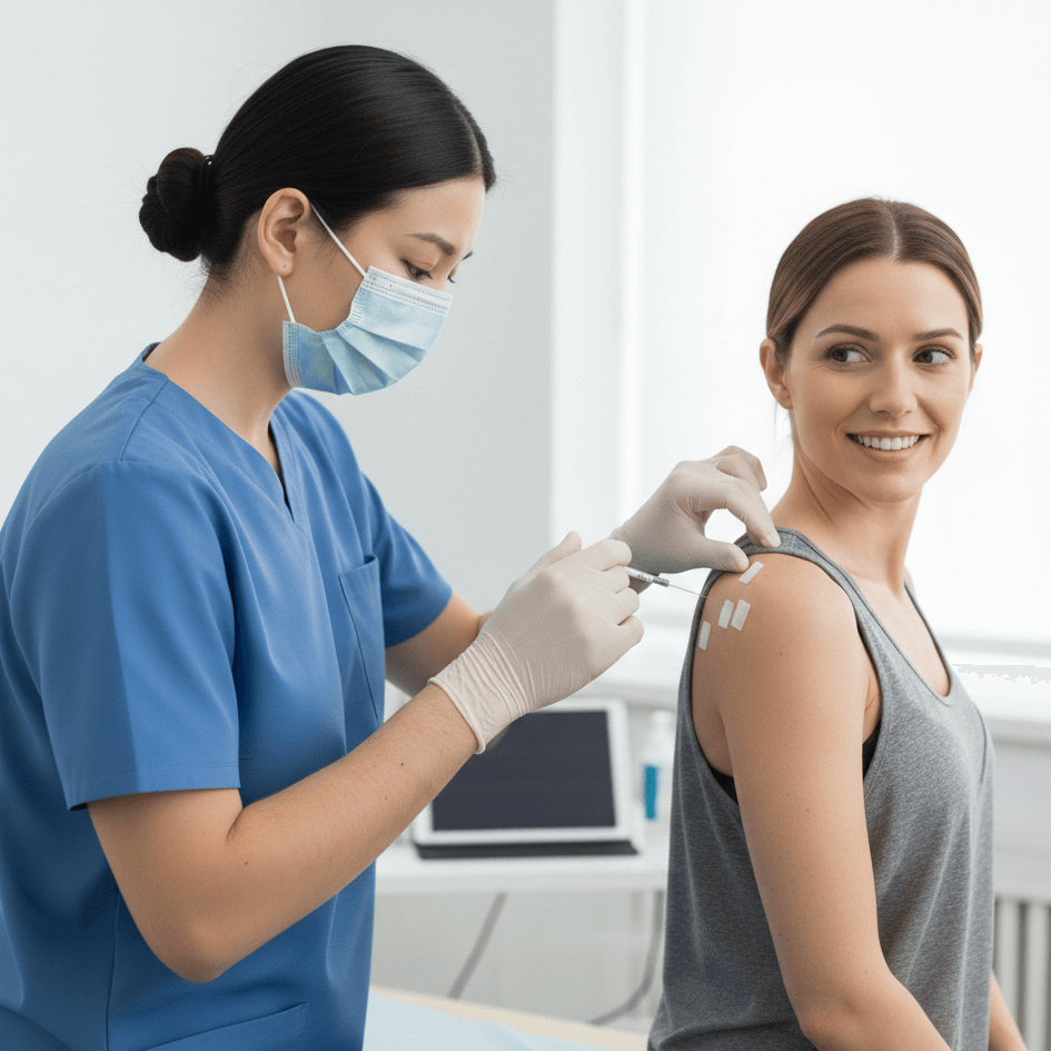 Doctor Nan Cheng giving a trigger point injection