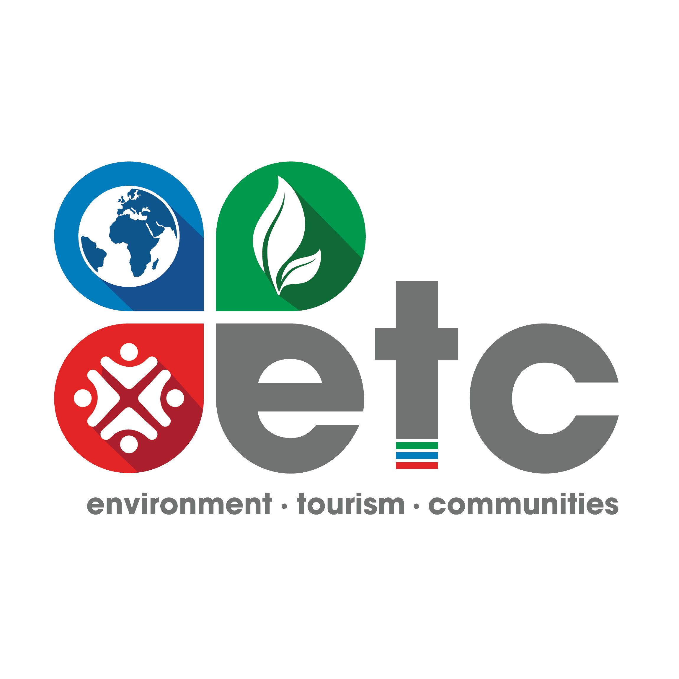 Logo with symbols representing the earth, environment, and community, and the text 'etc' with the words 'environment, tourism, communities' below.