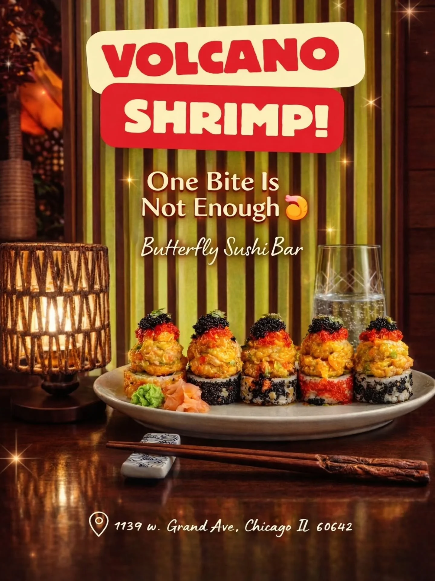 VOLCANO SHRIMP MAKI 🌋🍤

A roll that&rsquo;s impossible to resist.
Crispy baby shrimp tempura
Red &amp; black tobiko
Spicy cheese mayo

One bite and you&rsquo;ll know why everyone loves it. 🤤

#ButterflySushi #butterflysushichicago #westloopchicago
