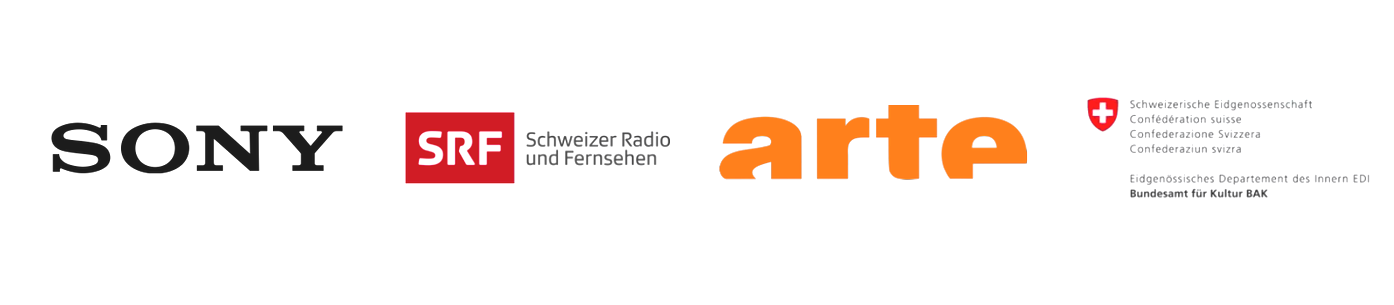 Logos von Sony, SRF, ARTE und der Schweizerischen Eidgenossenschaft.