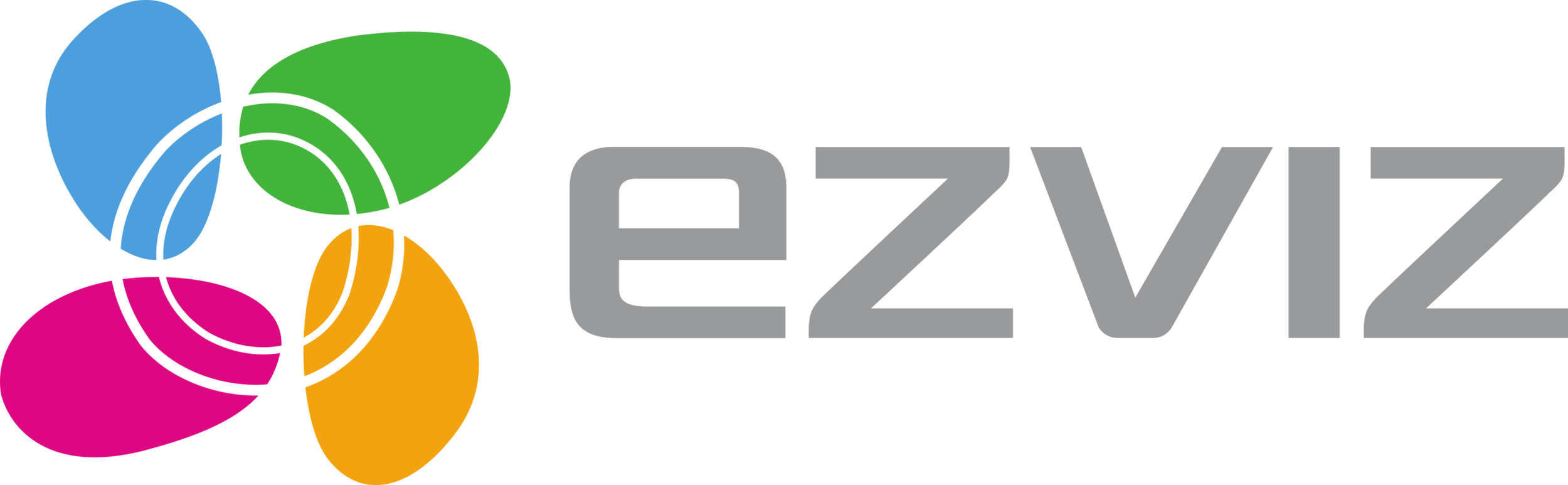 Logo de l'entreprise EZXVIZ avec des formes colorées (bleu, vert, jaune, rose) à gauche et le nom EZXVIZ en gris à droite.