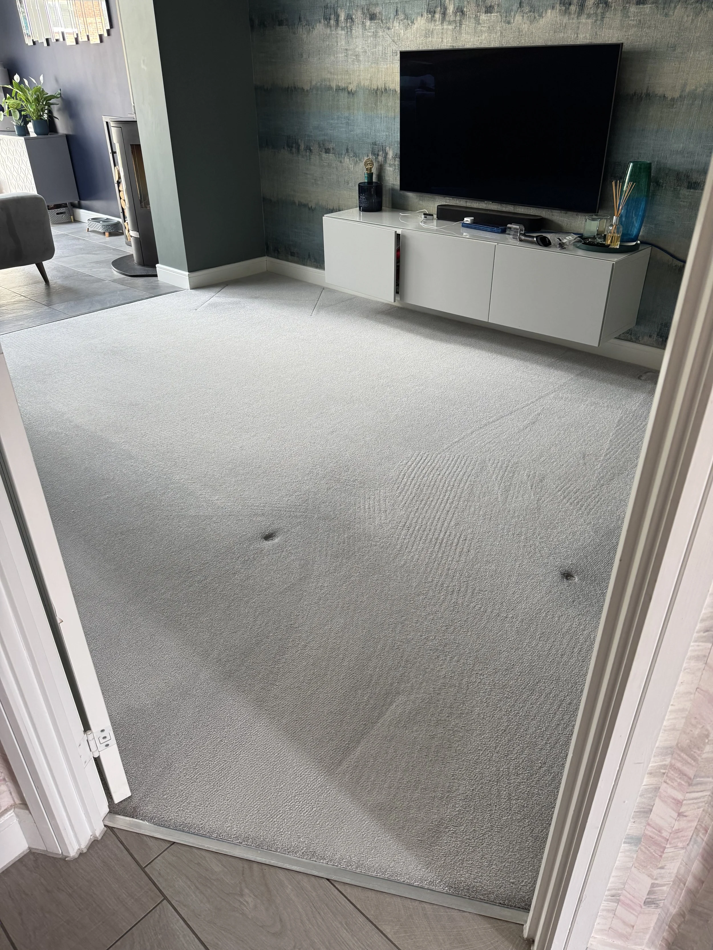 Carpet restoration showing cleaned carpet in Blackpool property