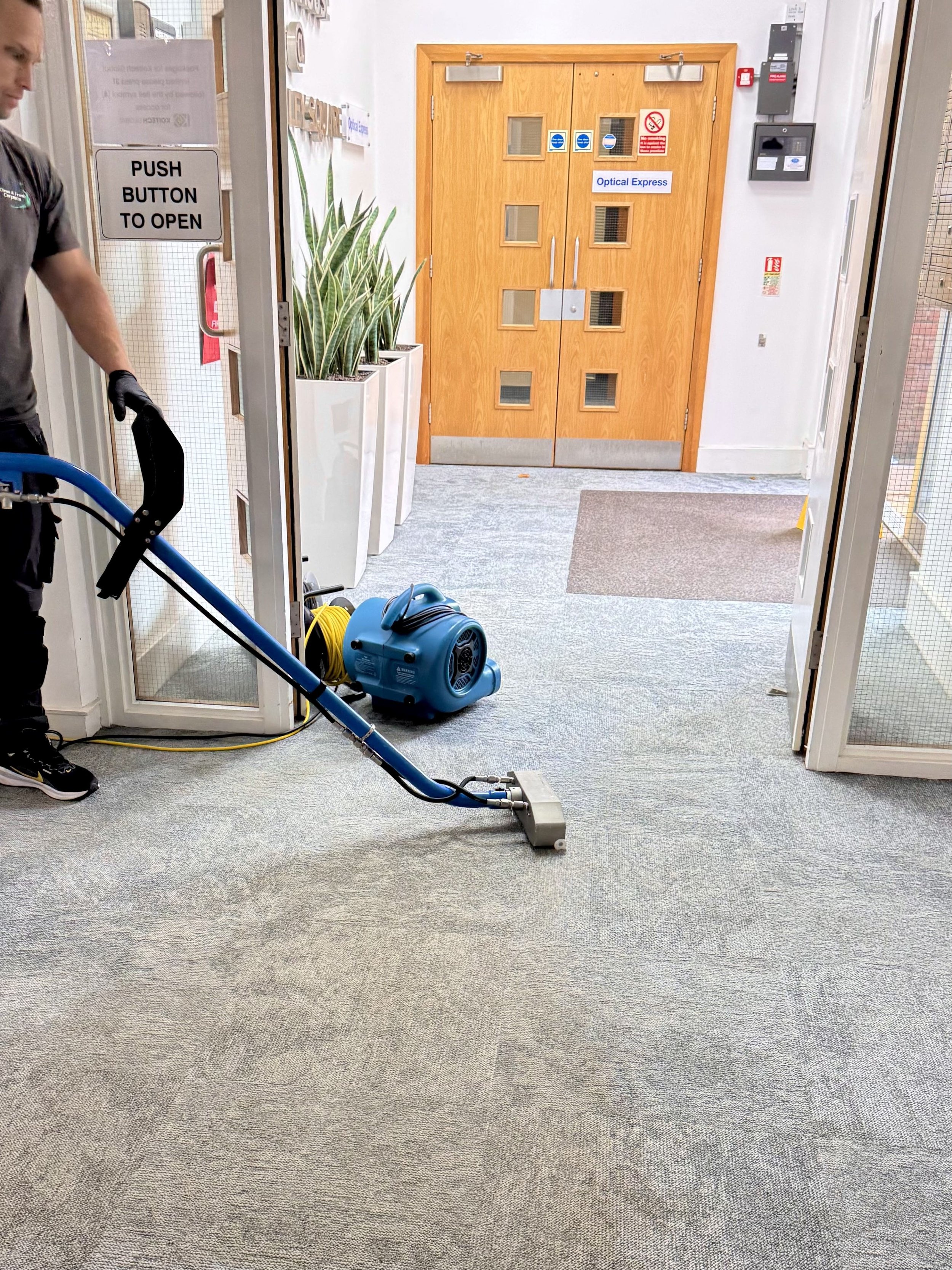 Carpets being dried after professional carpet cleaning in Blackpool