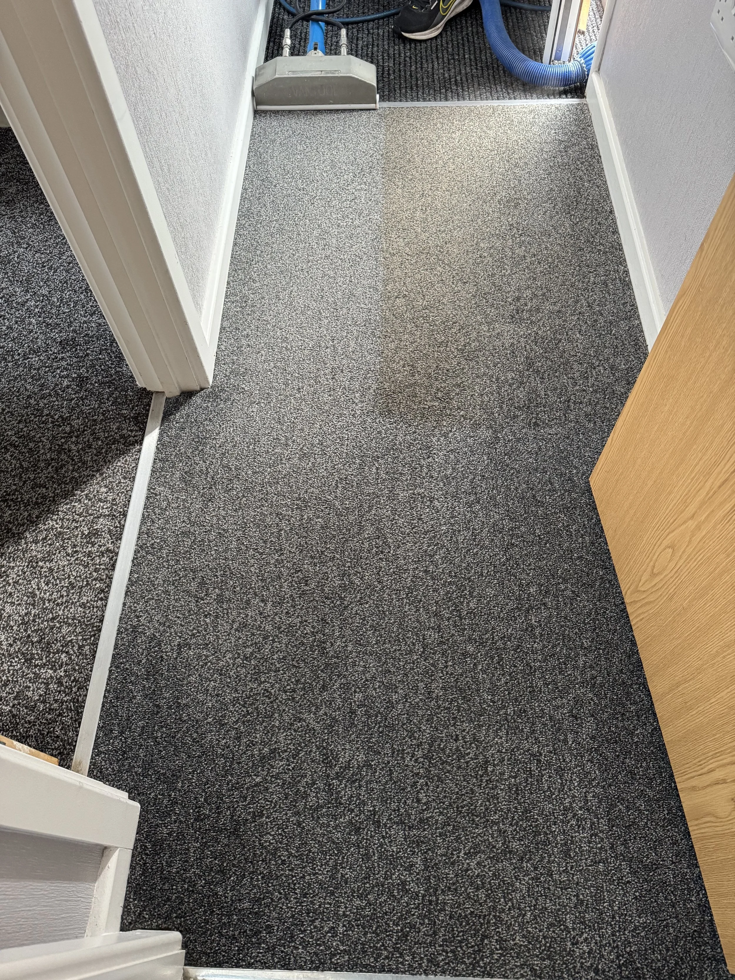 Carpet cleaner in Blackpool cutting through deep dirt with professional steam cleaning equipment