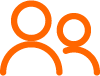 Zwei orange Silhouetten von Personen