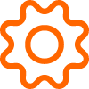 Orangener Zahnrad-Icon