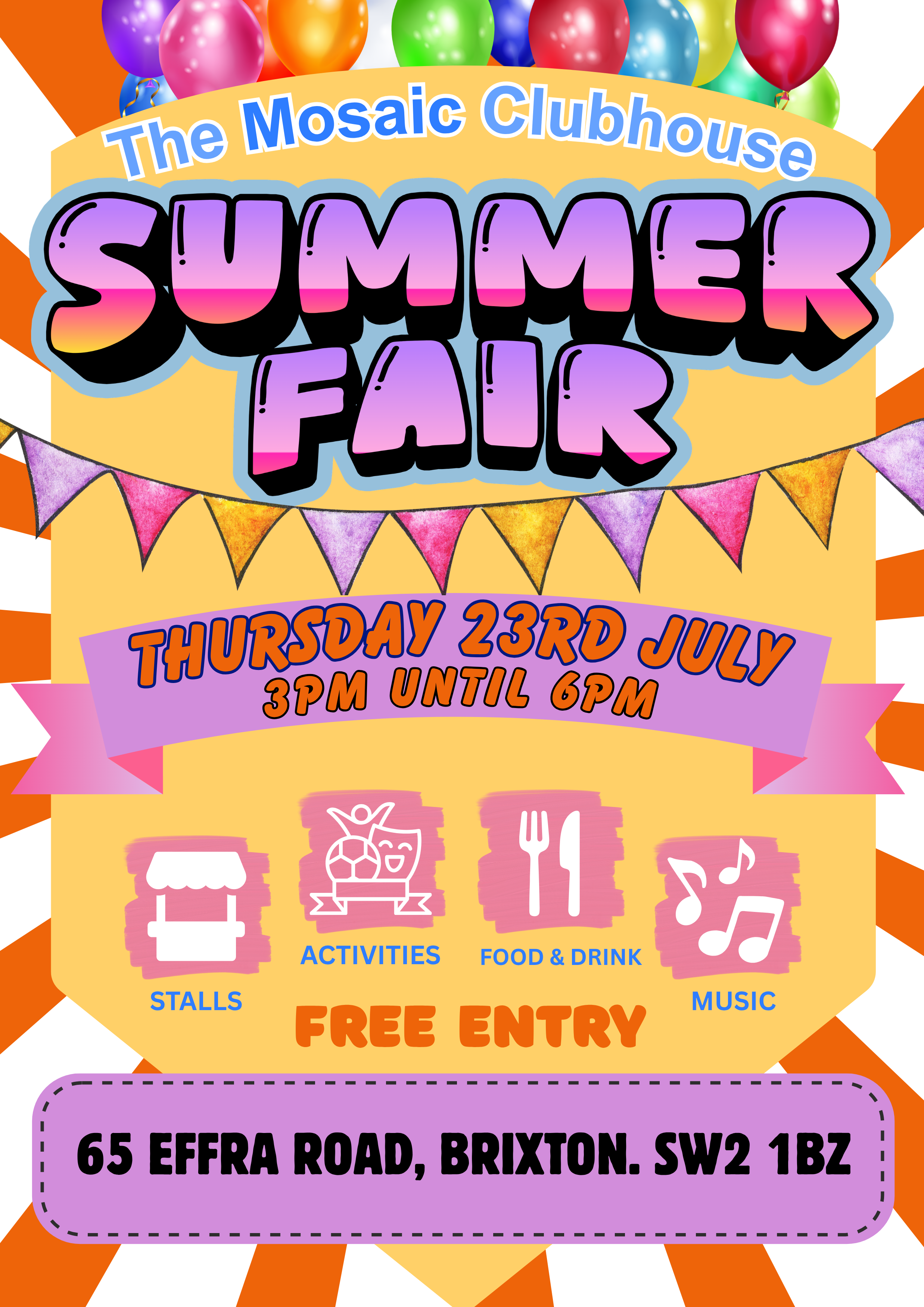 Poster with the summer fair details