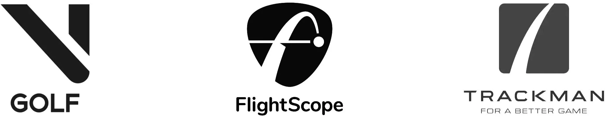 Logos van GOLF, FlightScope en TRACKMAN