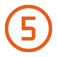 Een rood-oranje cirkel met het nummer 5 in het midden.