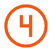 Oranje cirkel met het nummer 4 in het midden.