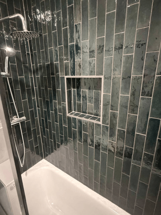 Green tiled bathroom renovation BS3 Southville Bristol