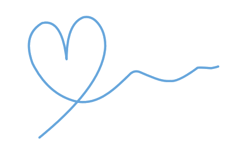 A simple illustration of a heart with a curved line extending from its bottom tip, against a black background.