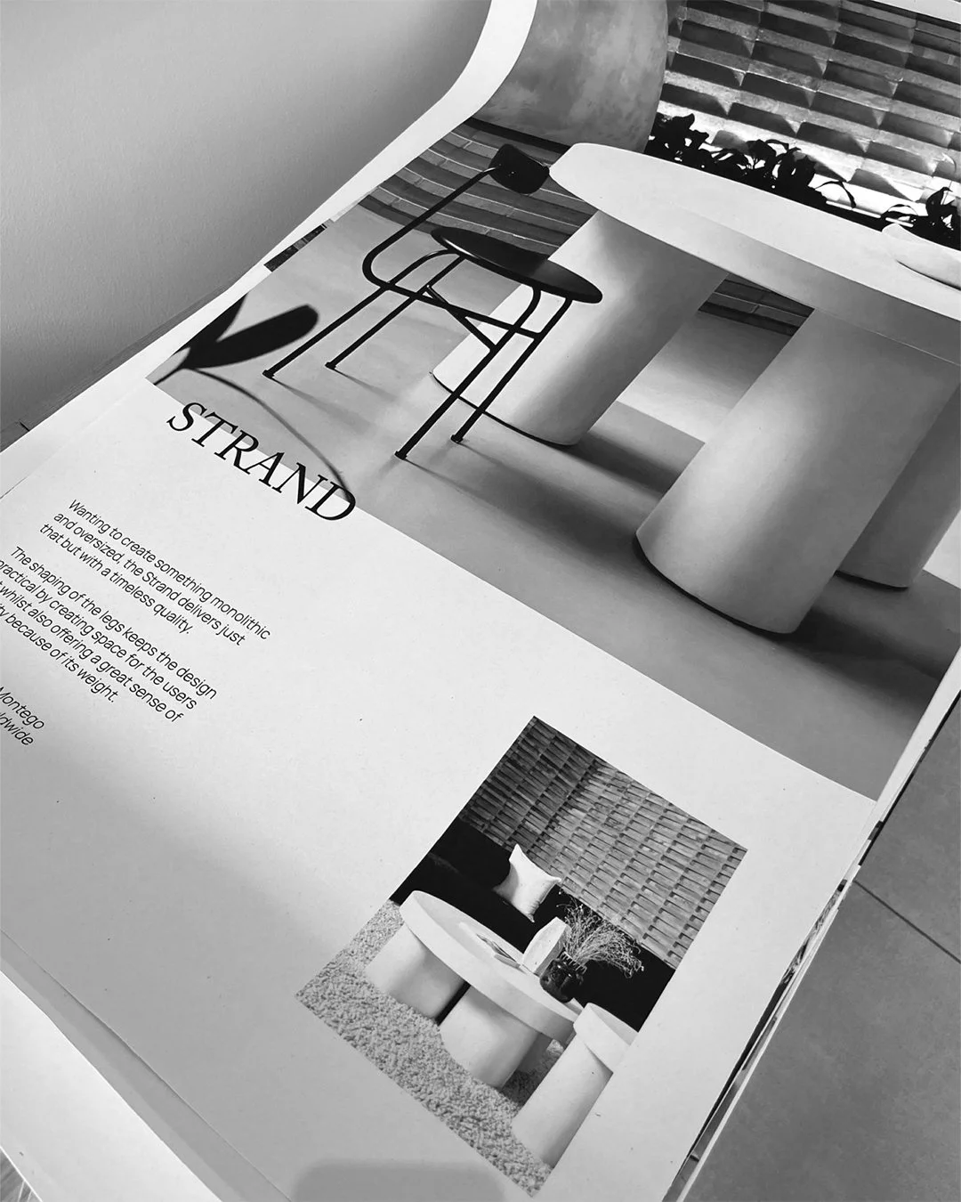 Designed to be both monolithic and oversized, the Strand table creates a sculptural focal point in any space.