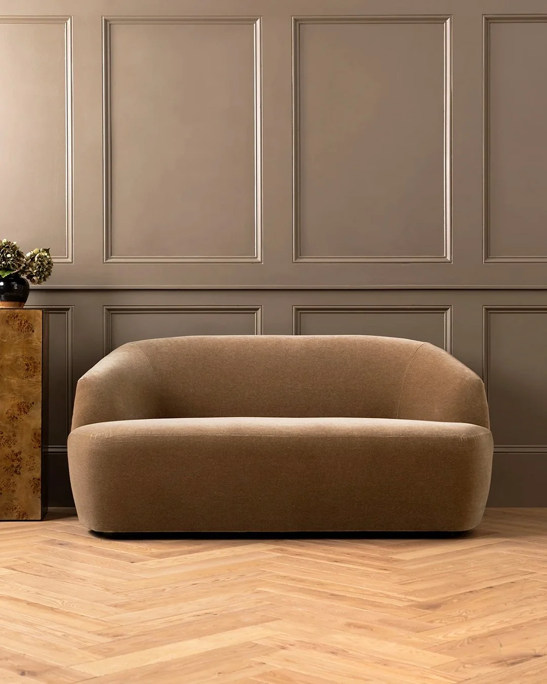 The Byron Settee for McGee &amp; Co combines a classic, tailored silhouette with a modern, low profile for an effortless look. The open corners is a feature I love, making the piece less imposing on a smaller space.