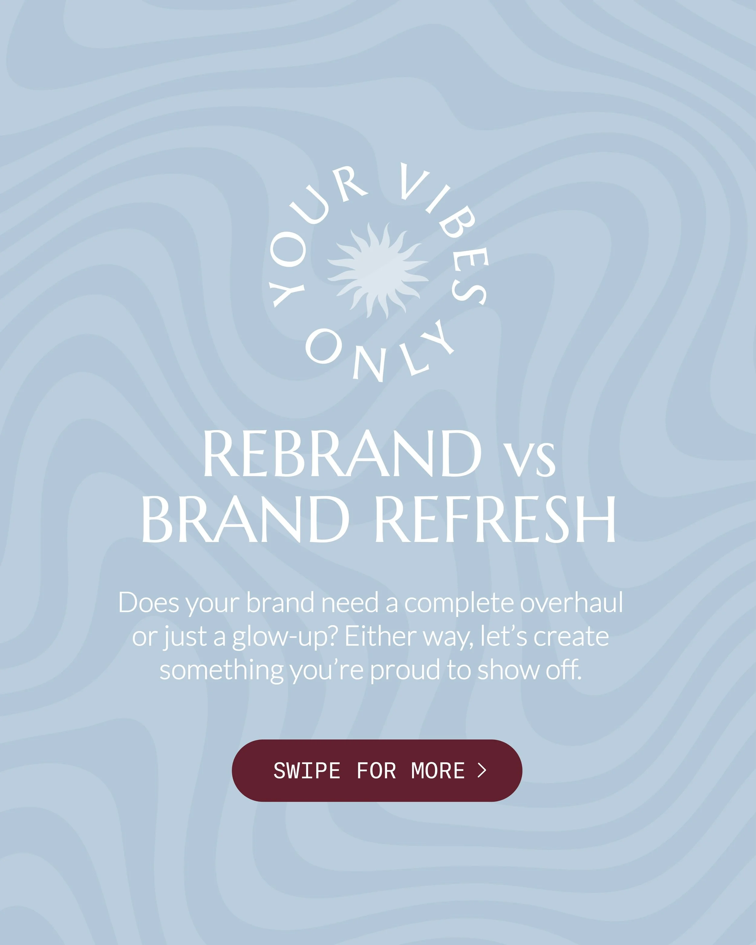 Rebrand or refresh? 💭✨

Knowing which one your brand actually needs can save you a lot of time and money! 

A refresh and a rebrand solve different problems, so before you dive into either, it&rsquo;s worth figuring out which direction is best for y