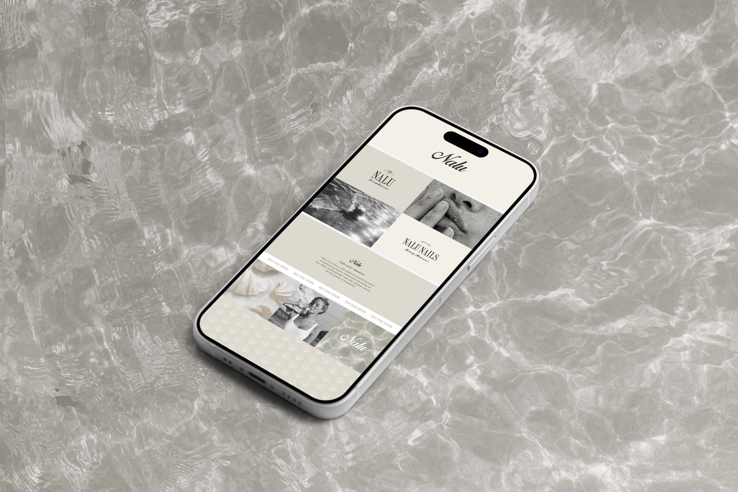 Luxury beach aesthetic branding for nail manicurist