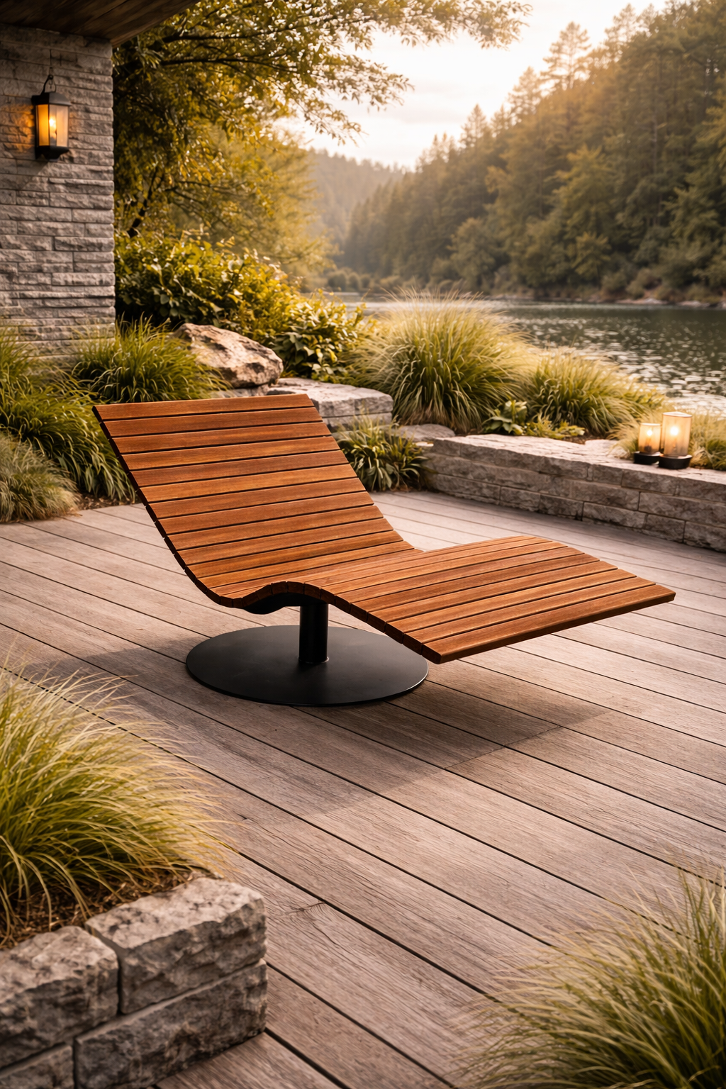 TERRA Outdoor-Liege aus Cumaru Holz – robuste Premium-Liege für stilvolle Hotel- und Spa-Außenbereiche