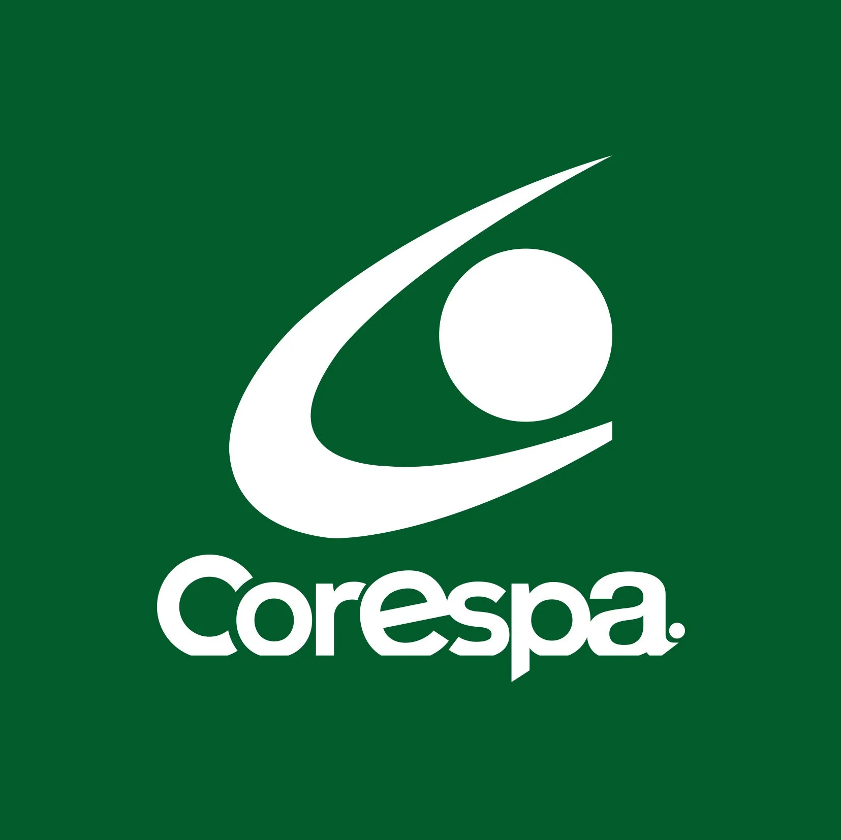 Logo de Corespa avec une icône blanche d'une figure stylisée et le texte 'Corespa' sur fond vert.