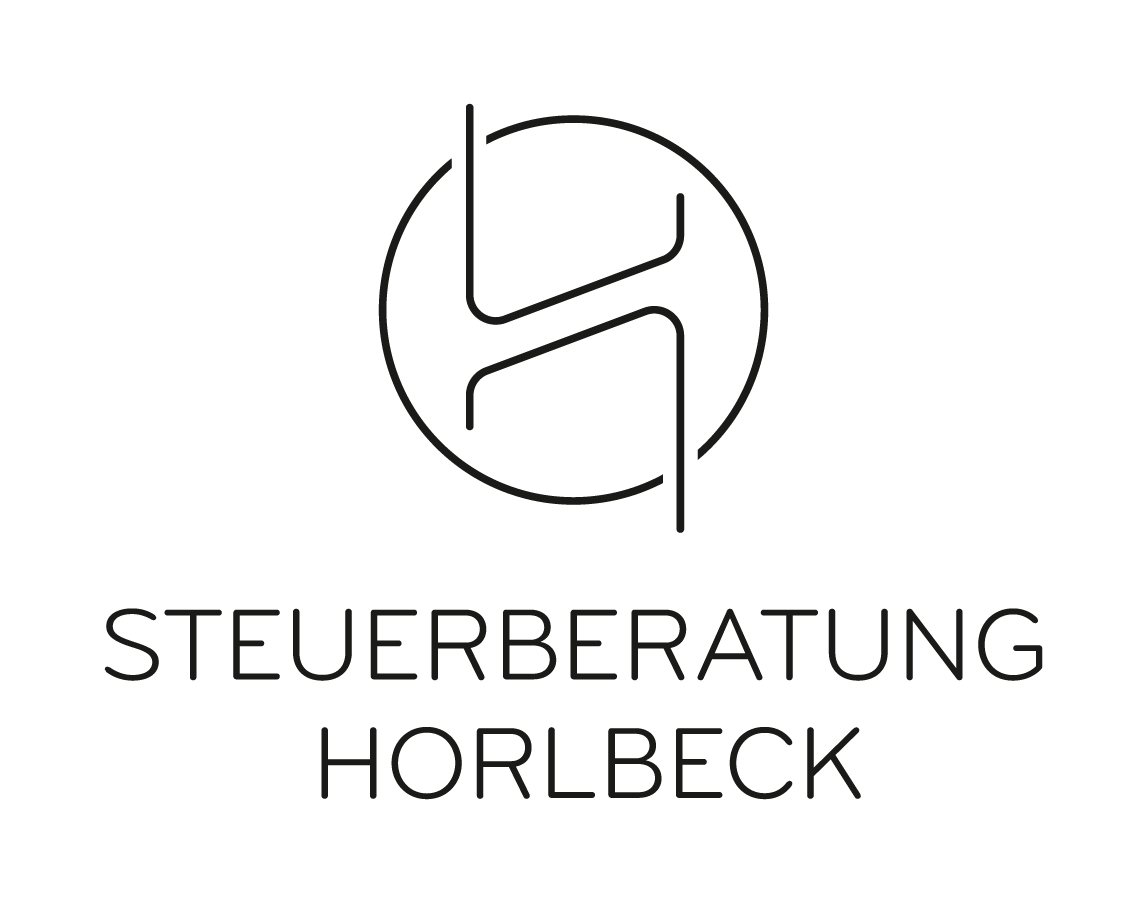 Logo mit stilisiertem H in einem Kreis und Text 'Steuerberatung Horlbeck'