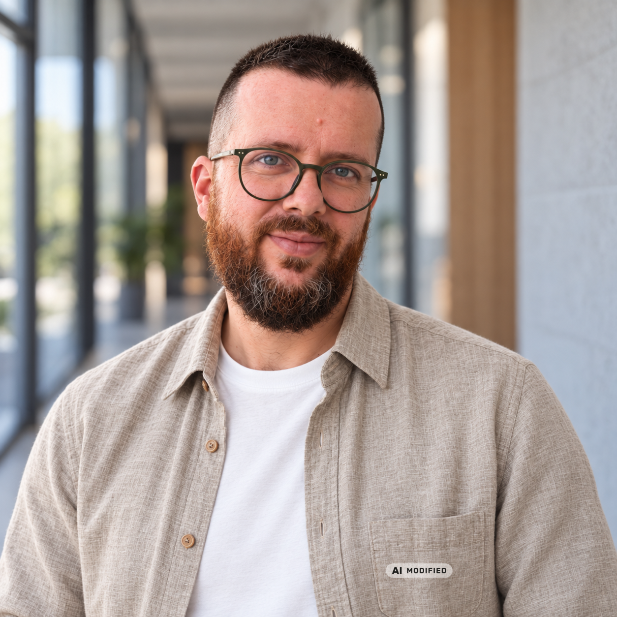 Portrait Marc Markstein im modernen Korridor