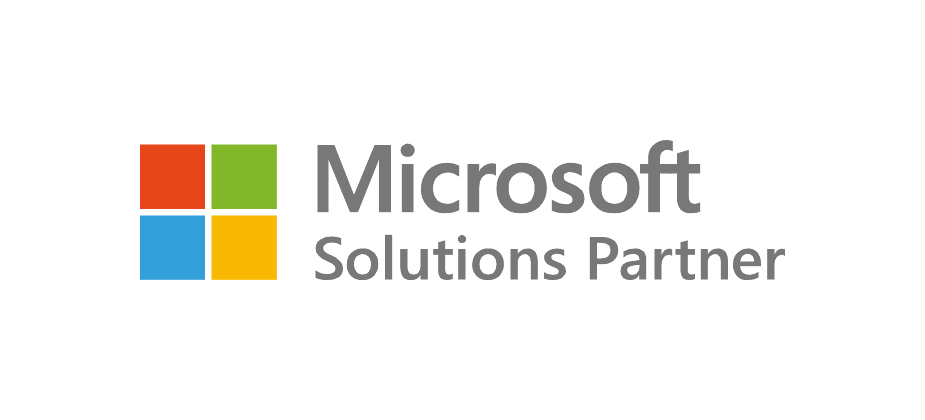 A large square made up of a smaller red, green, blue and yellow squares; next to text reading Microsoft Solutions Partner.