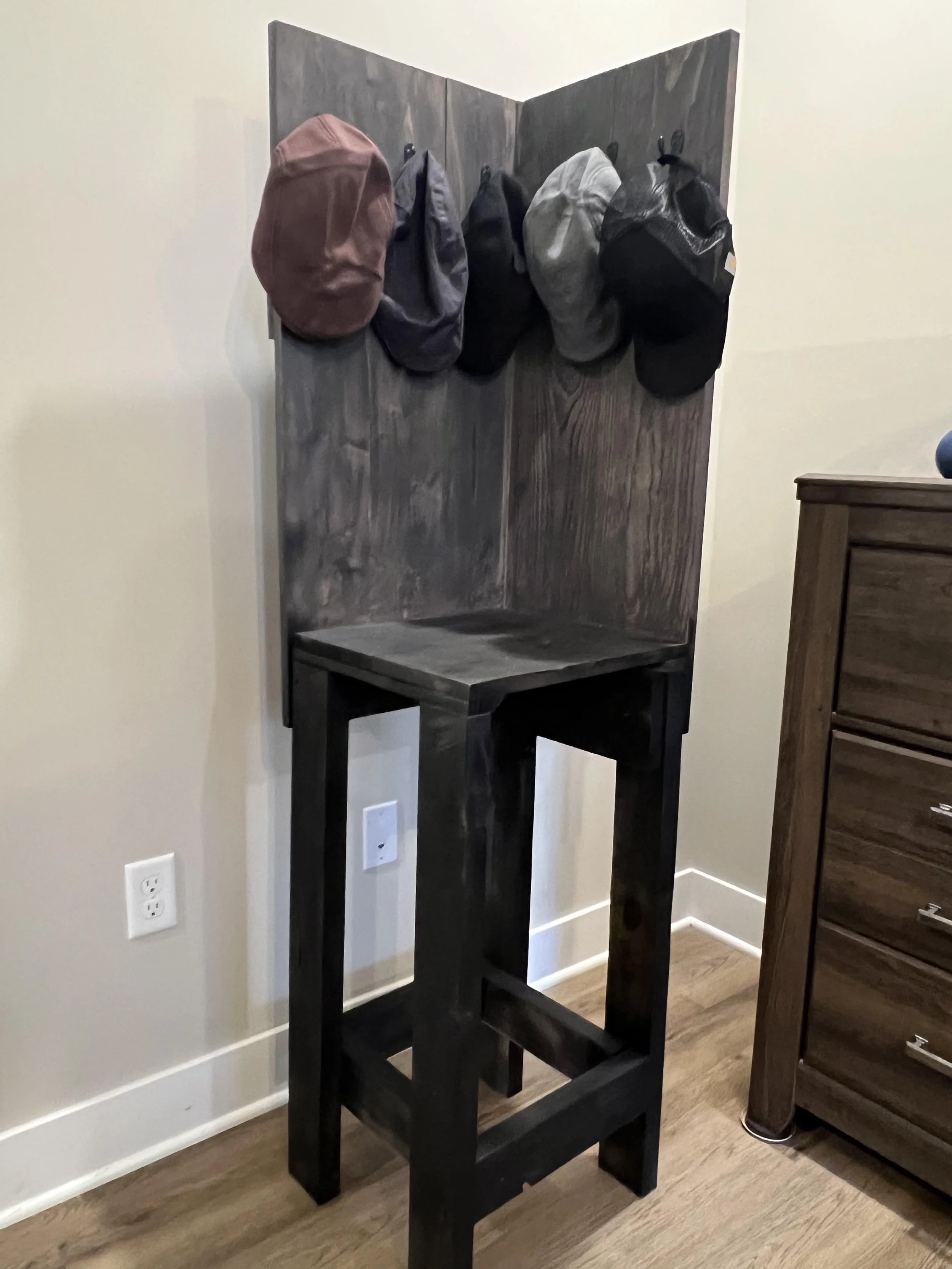Custom Corner Entryway Stand with Hooks