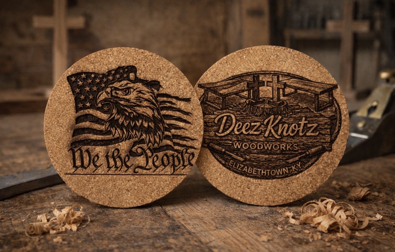 Laser Engraved Custom Cork Coasters - Set of 4